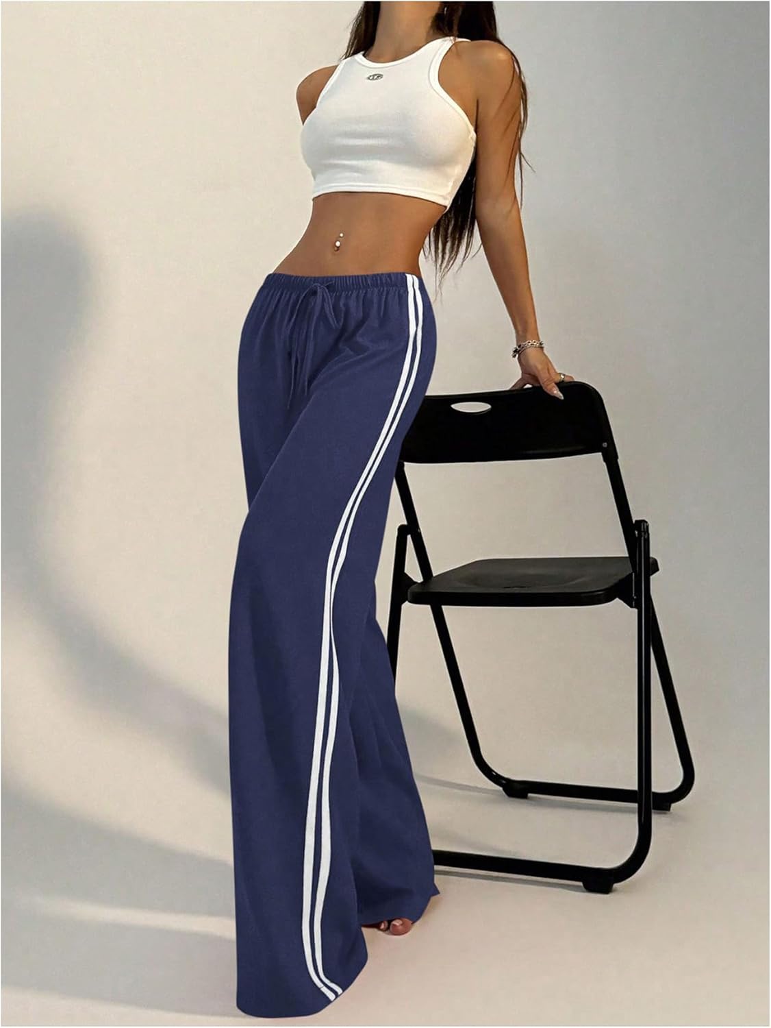SHENHE Women's Wide Leg Loose Sweatpants Low Rise Y2k Drawstring Workout Sports Pants - Image 6