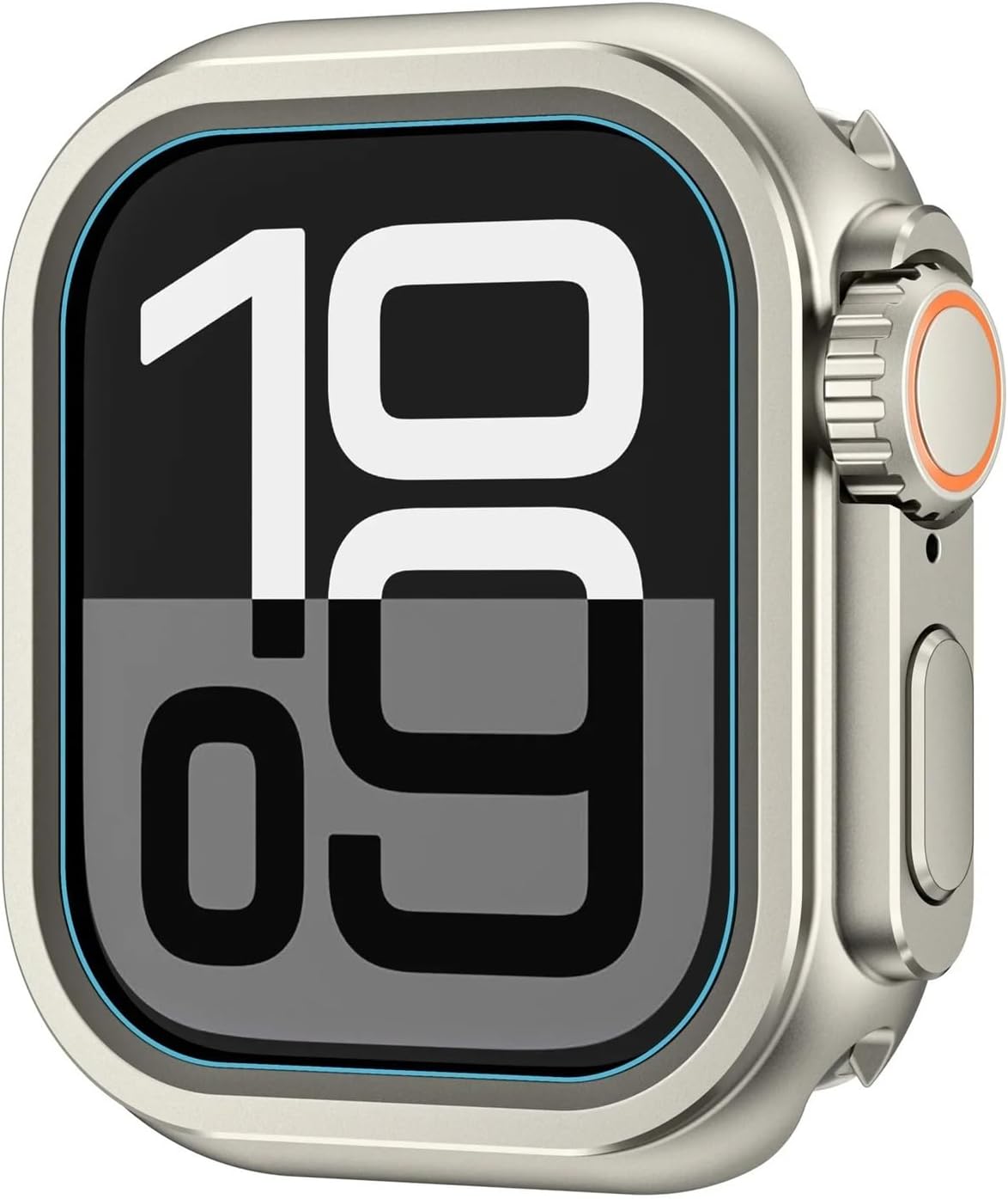 ZUC Metal Bumper Case for Apple Watch 46mm 45mm 44mm Protector Frame Cover for iWatch Series 10 9 8 7 6 5 SE Change to Ultra 2 49mm(Titanium,46mm)