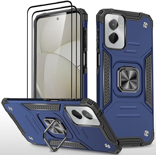 Miniatura 23 de Funda para Moto G Power 5G 2024 con 2 protectores de pantalla de vidrio templado, grado militar, doble a prueba de golpes, con funda de soporte,