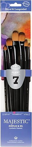 Miniatura 2 de Majestic Royal and Langnickel - Juego de pinceles de mango largo, Filbert, 7 piezas