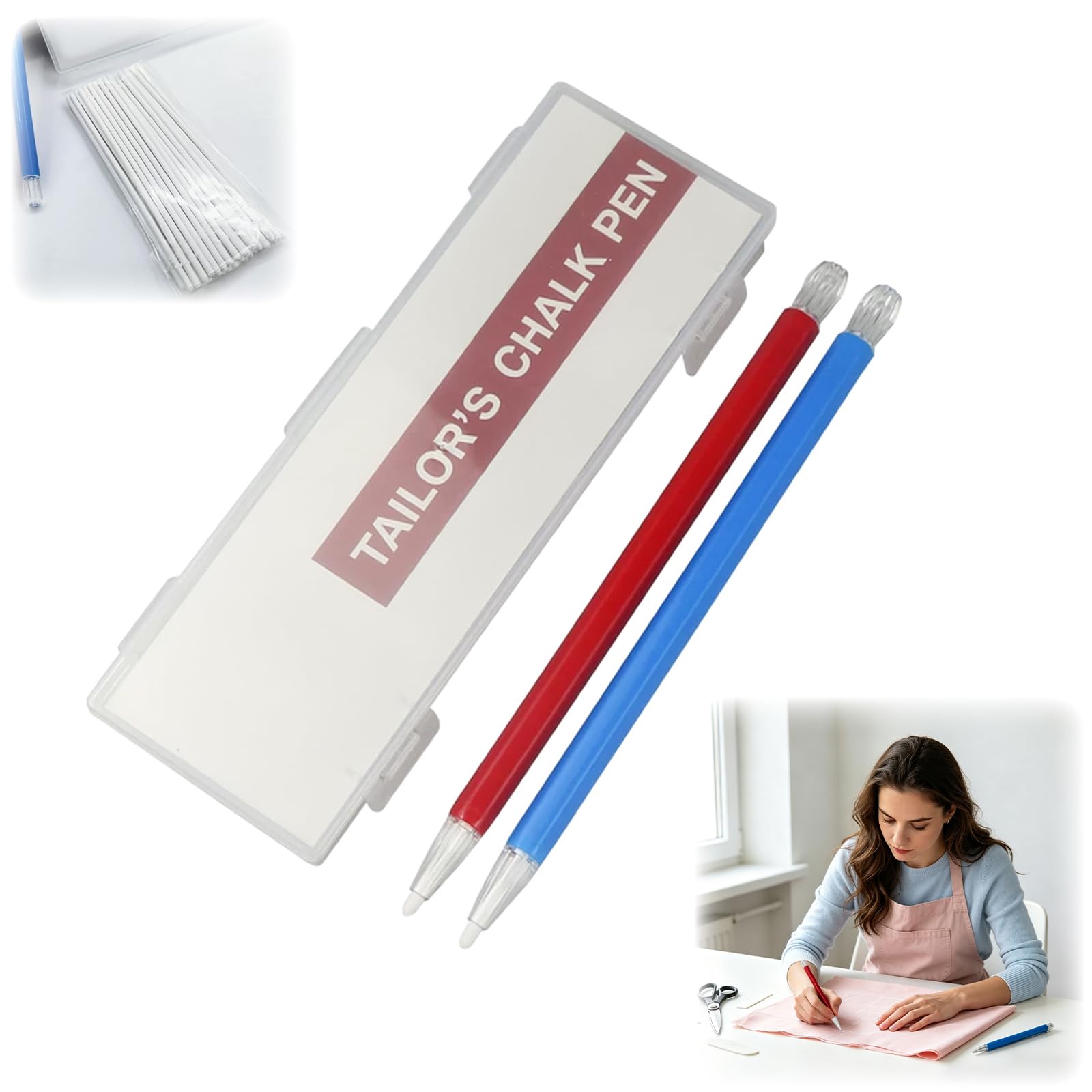 Tailors Chalk, Sewing Chalk, Flatiron Heat Erase Pens, 1 Set