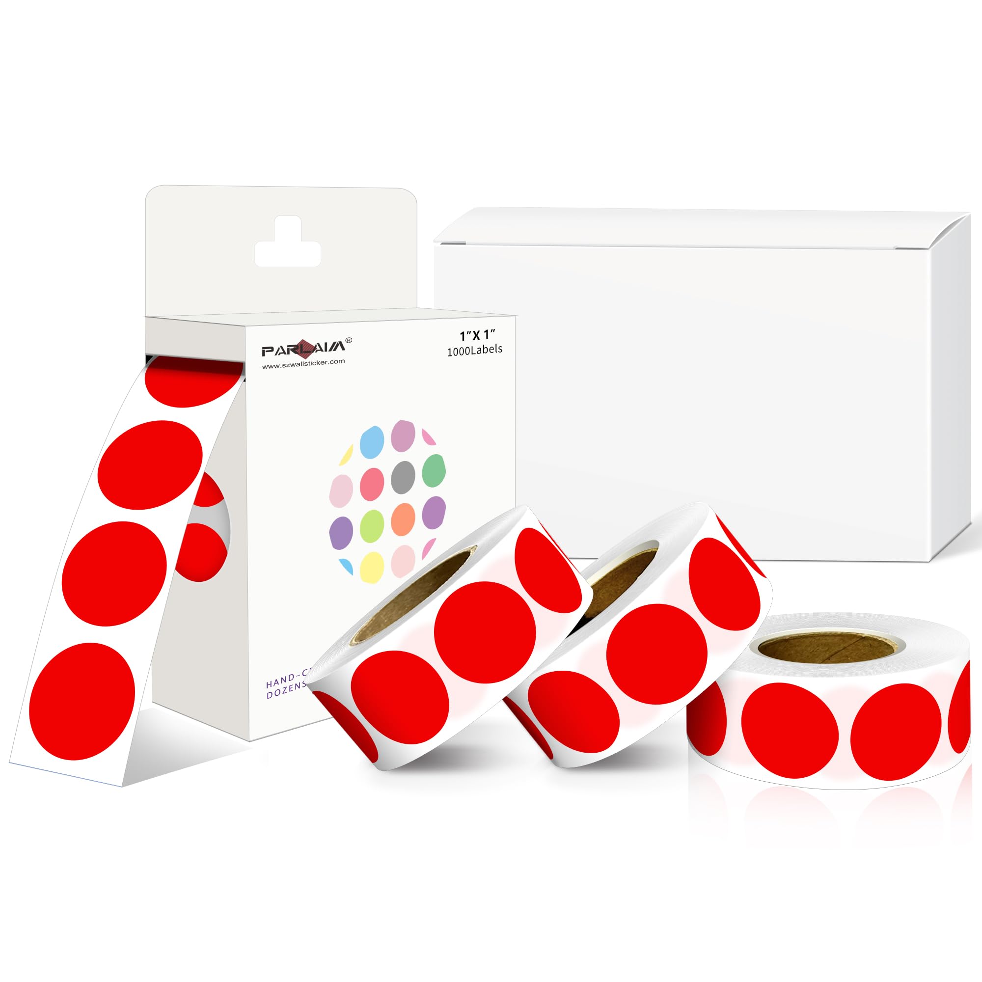 PARLAIM Color-Coded Dot Stickers 1 inch Permanent Adhesive Round Labels for Office Garage Sale Polka Circle Dot Label Sticker Red 4 Rolls