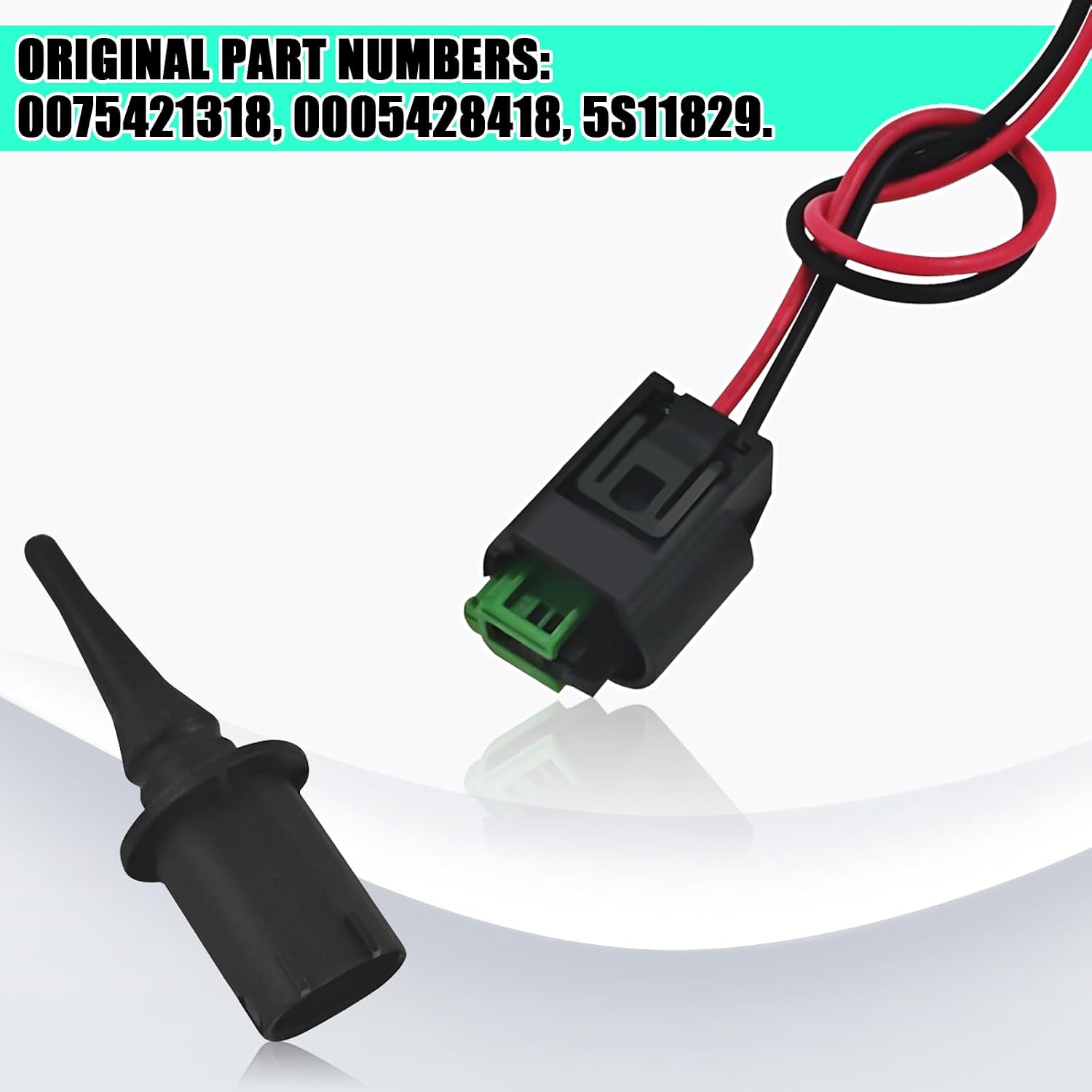 Outside Ambient Air Temperature Sensor with Plug Harness, Outer Ambient Temp Sensors Plug Wire Connector Pigtail #0075421318 0005428418 5S11829 Replacement Fits for Mercedes-Benz (2 PCS, Black)