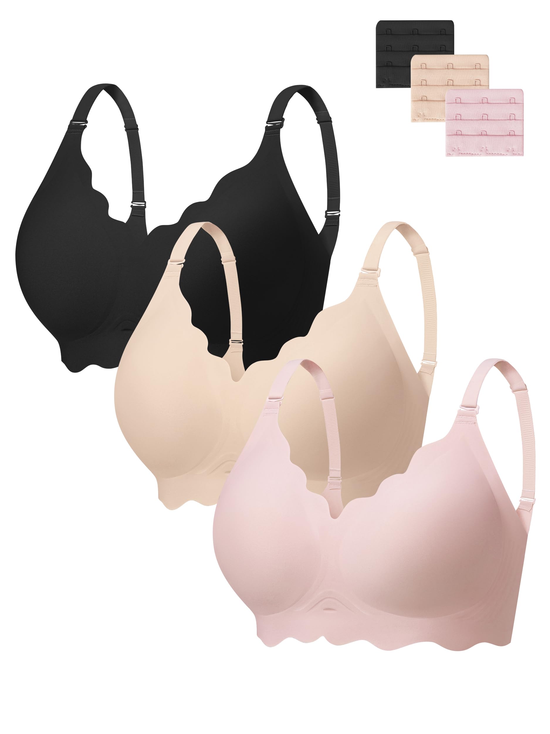 Angelhood Seamless Bras Women Soft Jelly Push Up Wireless Bra Supportive V Neck No Underwire Comfort Tshirt Bralettes