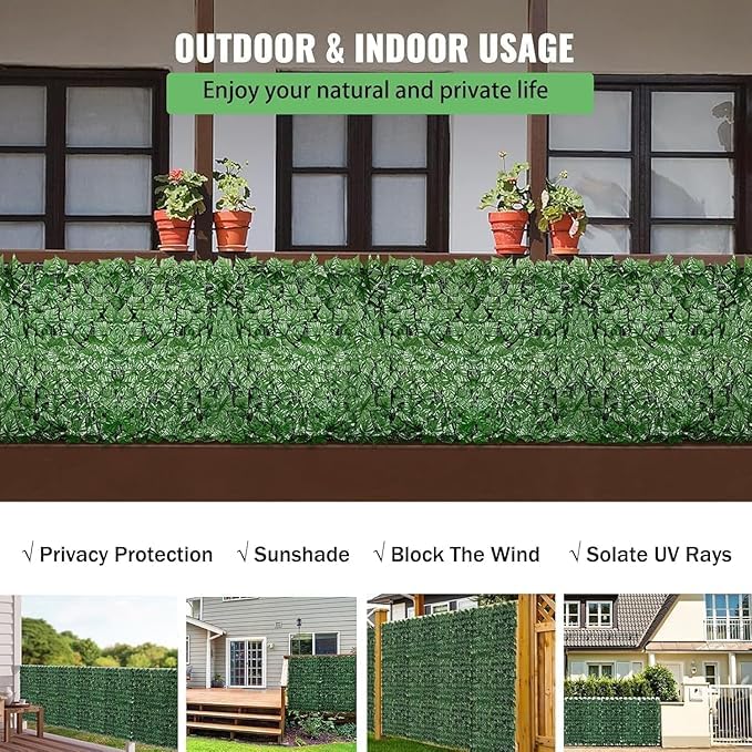 Valla de hiedra artificial, rollo de setos de hojas verdes de 3 m x 1,5 m para protección de jardín y uso al aire libre (hojas de camote)