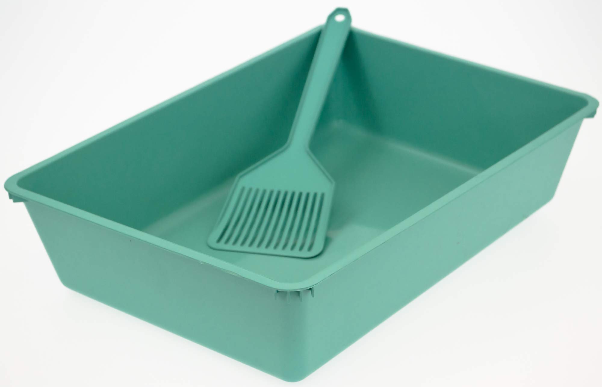 World of pets Cat Litter Tray With Scoop Toilet Box Kitten Pet Clean Tidy Home Green
