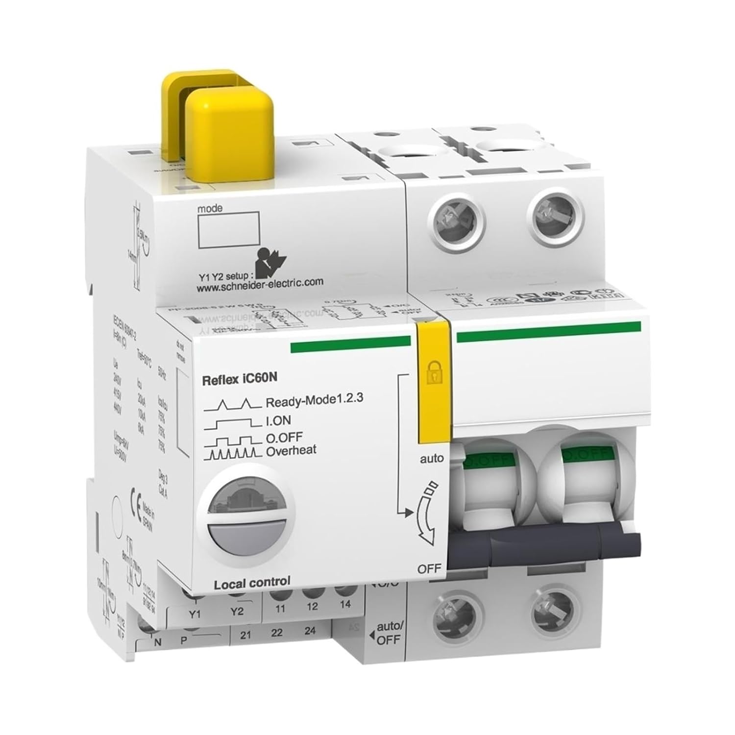 Reflex iC60N Thermal Magnetic Distribution Protection Integrated Control Circuit Breaker C Curve 2P 16A (with Ti24 Interface)