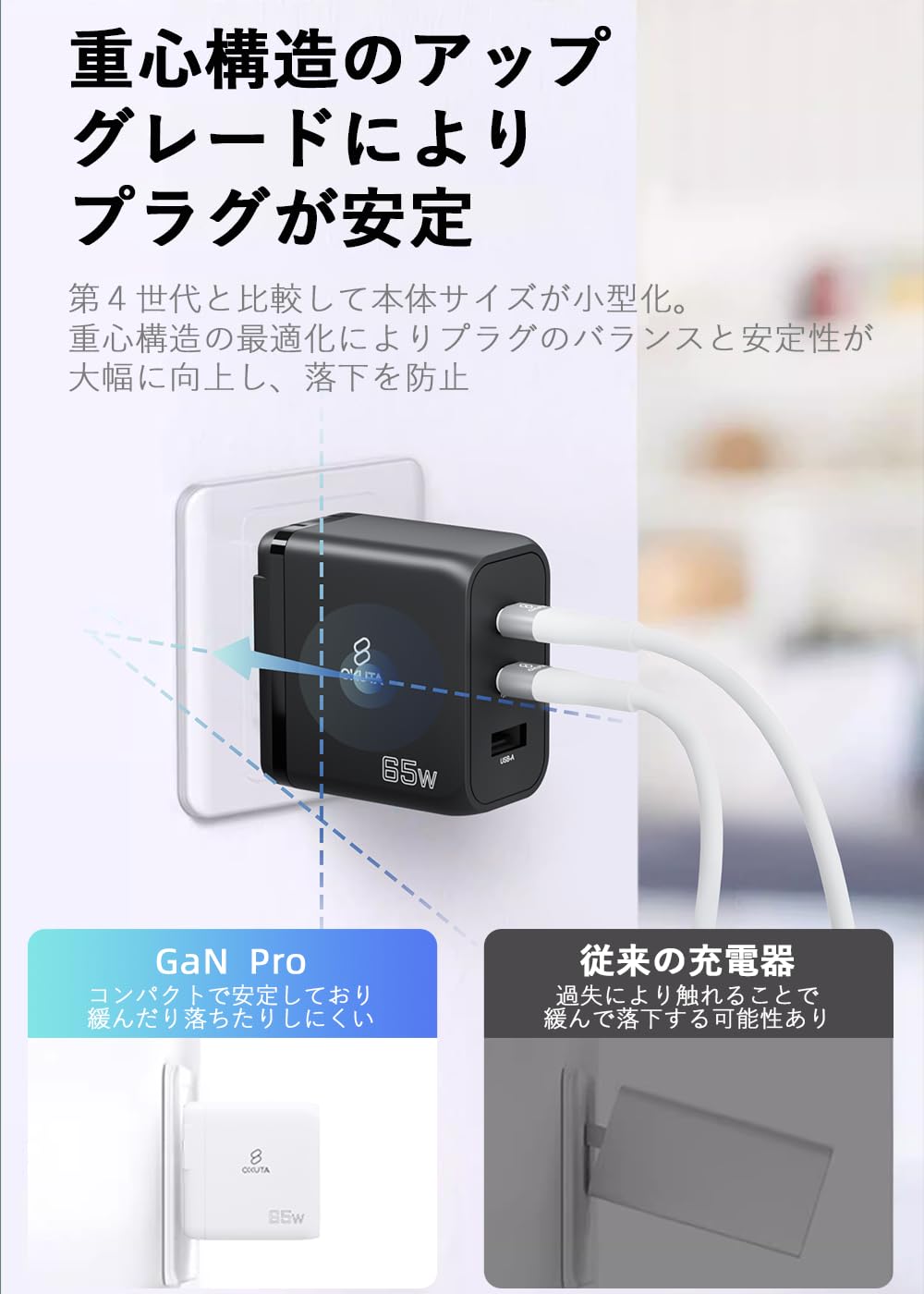 Amazon | 65W 充電器 MacBook 急速充電器 PD 充電器 3ポート USB type