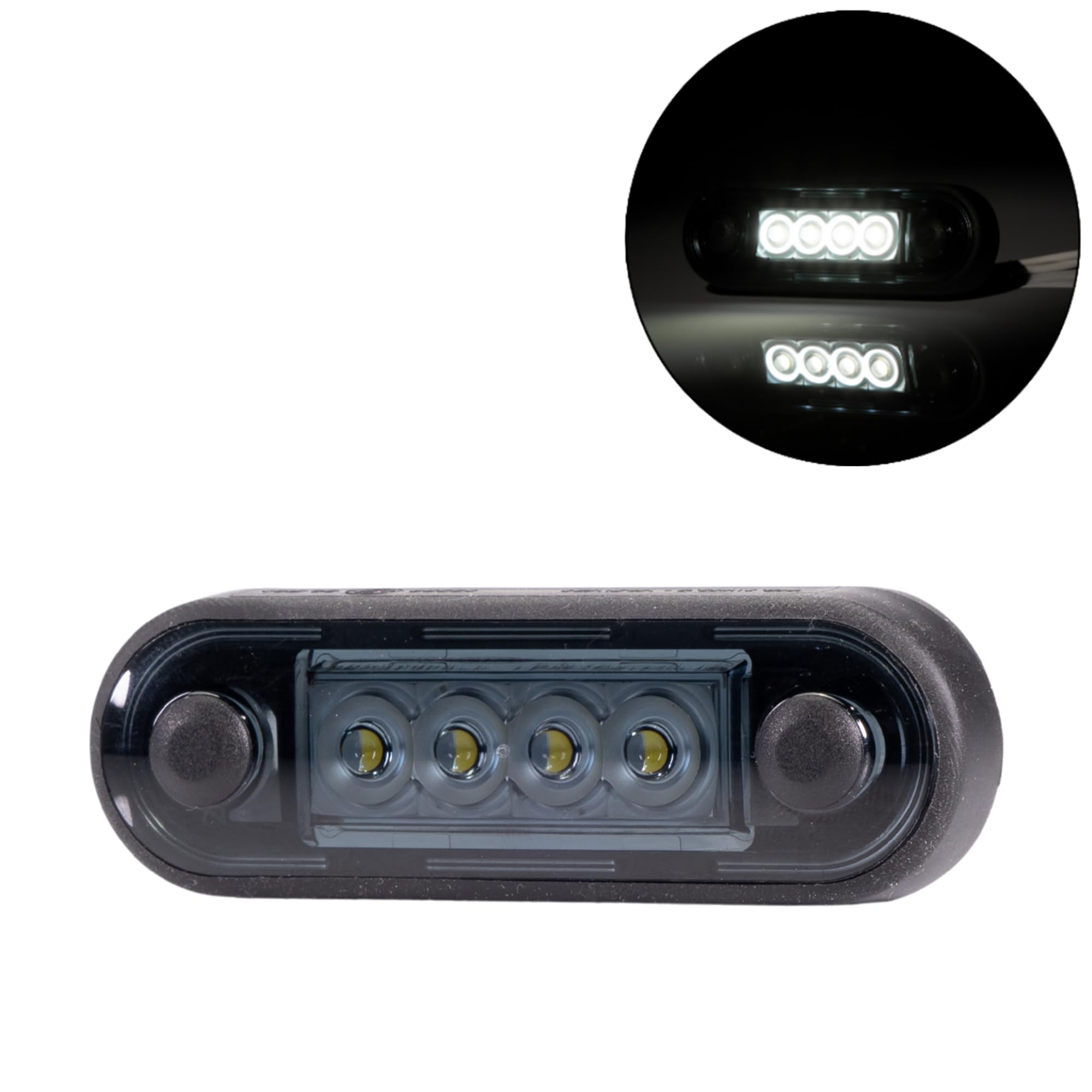 DARK SLIM – Białe LED światła obrysowe 12V/24V | lampy pozycyjne do samochodów osobowych ciężarówek autobusów przyczep kamperów maszyn rolniczych ATV | 2 sztuki uniwersalne/wodoodporne