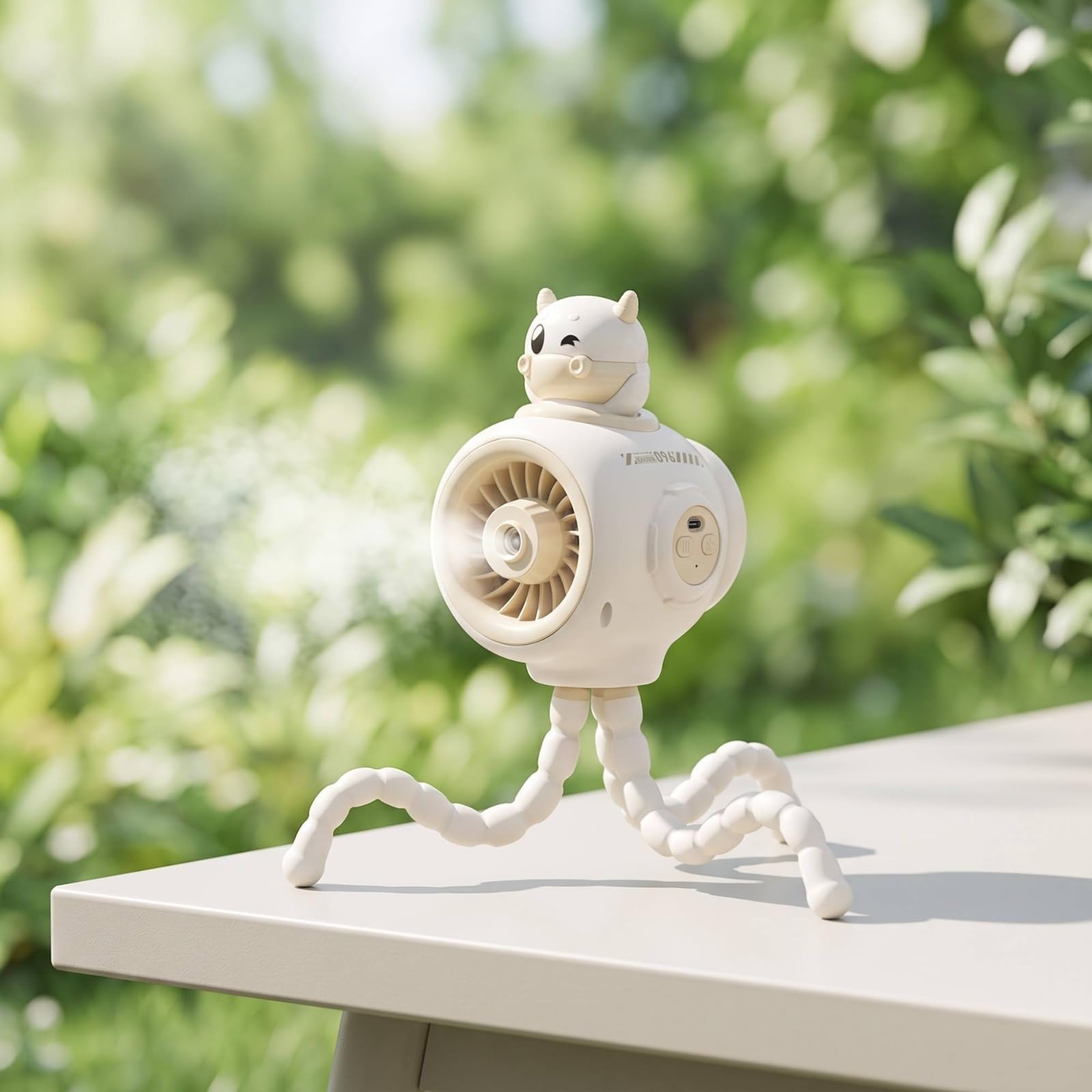 Mini Ventilateur avec Trépied Flexible Compact Ventilateur Vaporisateur Rafraîchissant 3 Vitesses pour Bébés, Poussette