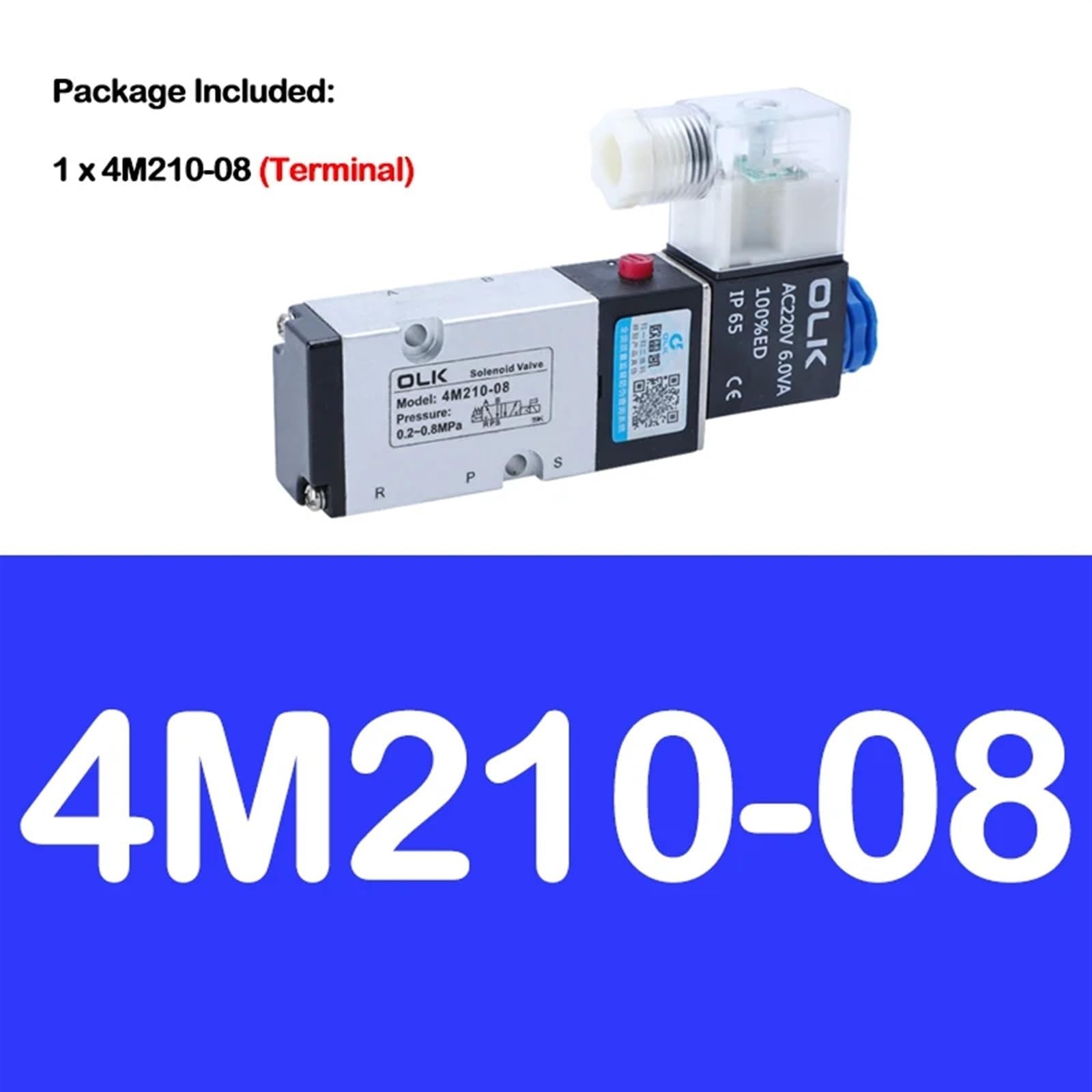 4M210-08 4M310-08 4M410-10 Válvula solenoide eléctrica neumática de Cinco vías, 2 Posiciones, 3 Puertos, Control de válvula de Aire electromagnética.(4m210-08 Pc10-02,AC24V)