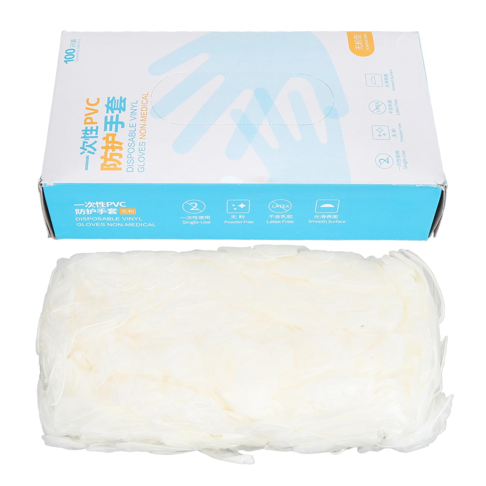 Thicken Disposable PVC Gloves 100Pcs, Transparent, Nail Beauty for Cooking Cleaning, Suitable for Cosmetic Tattoos