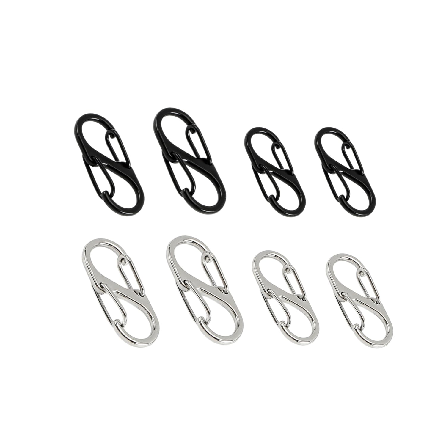 Flavizo 8 Pcs Detachable Zipper Pulls – 32mm & 40mm, Black & White | Carabiner S Clips & S Biner Hooks for Bags, Keychains, Backpack, Suitcase | Small Carabiner Clip Key Hook Camping Accessories-image-41