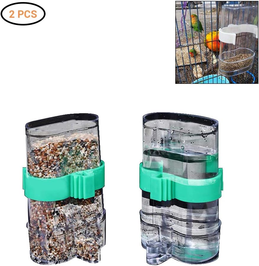 Wpmlady 2 Pack Bird Water Dispenser, Bird Food Dispenser，Bird Water Bowl, Bird Cage Water Dispenser, Bird Feed Water Dispenser