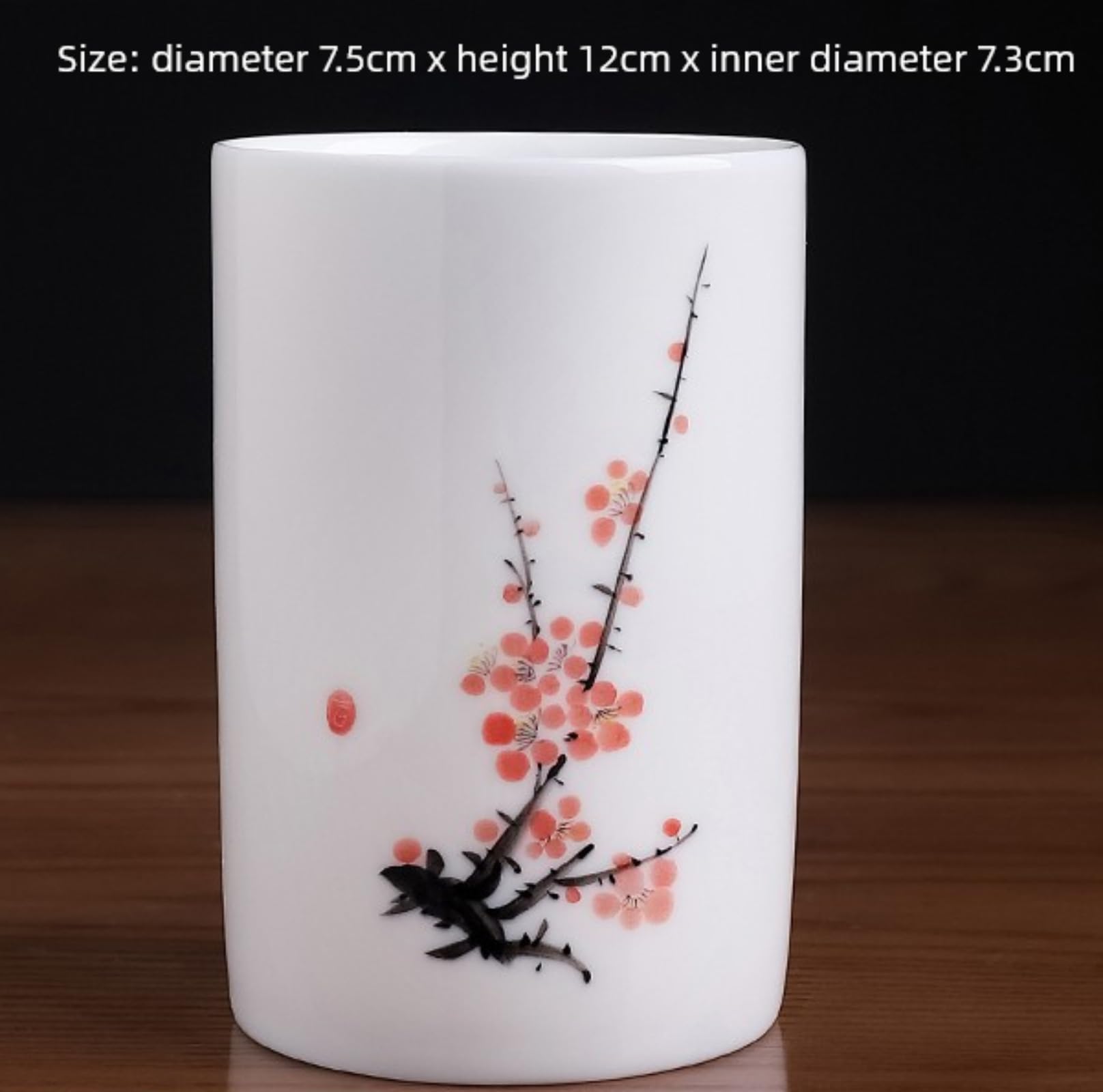 Keramik-Pflaumenblüte, handgezeichnet, 12 cm, Unterglasur-Farbe, Stifthalter, Tischdekoration