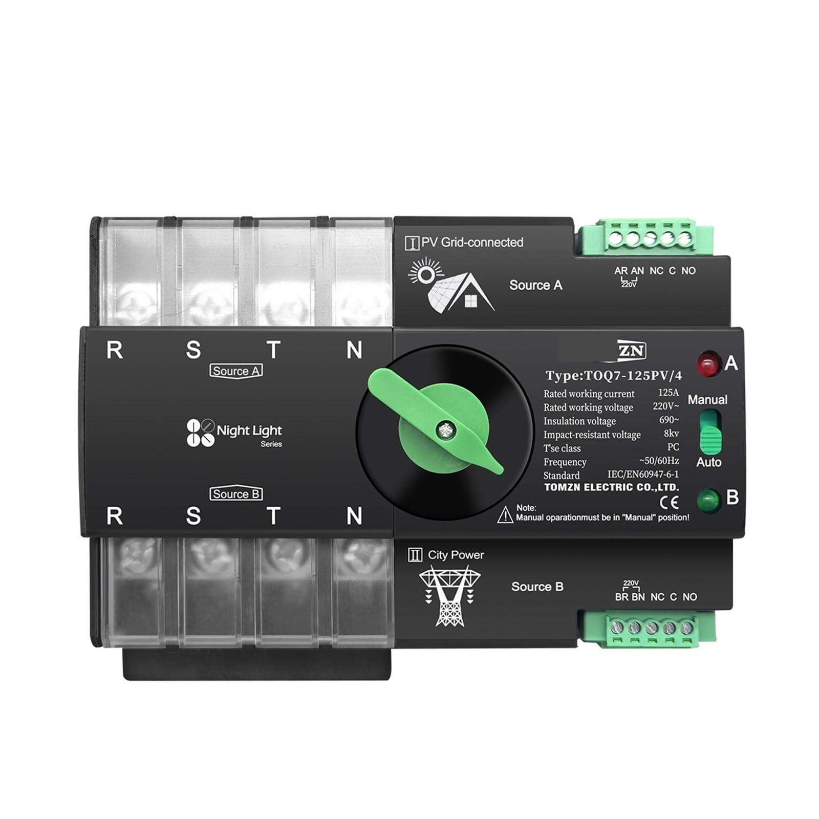 Commutateur de sélection électrique transfert automatique ATS 4P 230V