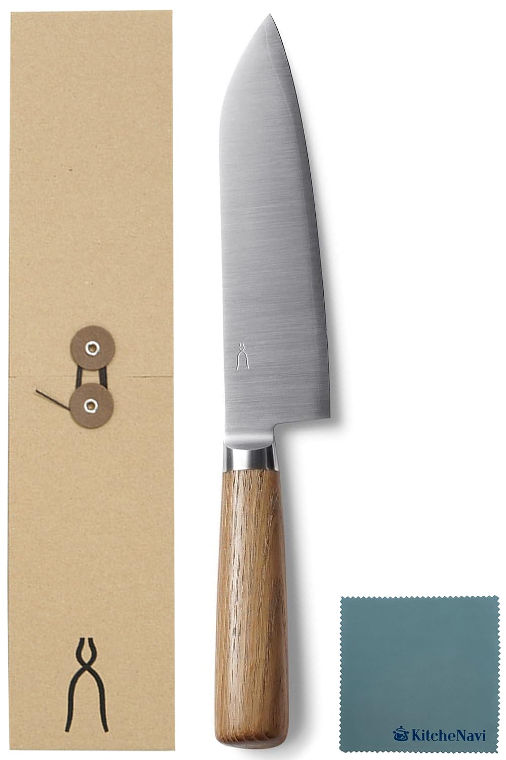 【Antibacterial Carbonized Wood】Kitchen Knife Factory Tadafusa Santoku Knife 6.7 inches Silver Made in Japan [Produced in Sanjo, Niigata] Versatile Cuts Fish, Meat, Vegetables Chestnut Material Kitchen