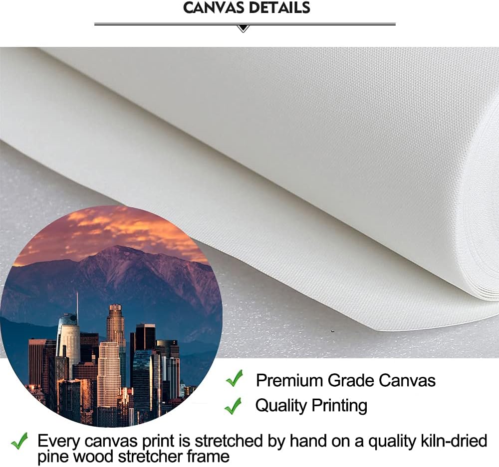 iKNOW FOTO Cityscape Canvas Wall Art California in Sunrise Poster Artwork Canvas Prints USA Famous Landmark Art Wall Decor Downtown Los Angeles Skyline Picture Painting for Bedroom Decor 20x55inch
