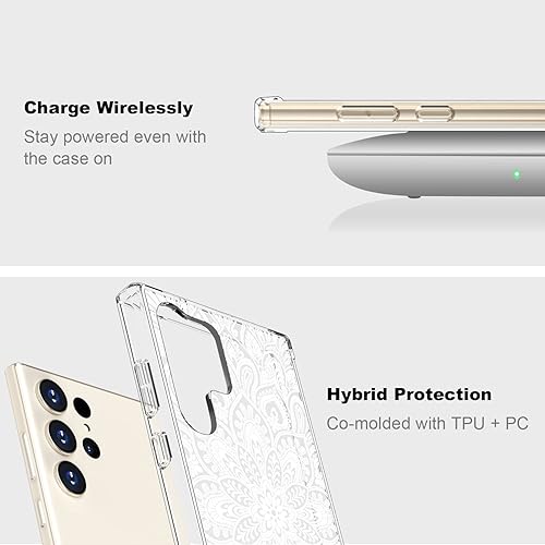 Miniatura 5 de ICEDIO Funda para Samsung Galaxy S23 Ultra, delgada, transparente, con diseños de moda, para niñas y mujeres, funda protectora duradera y resistente