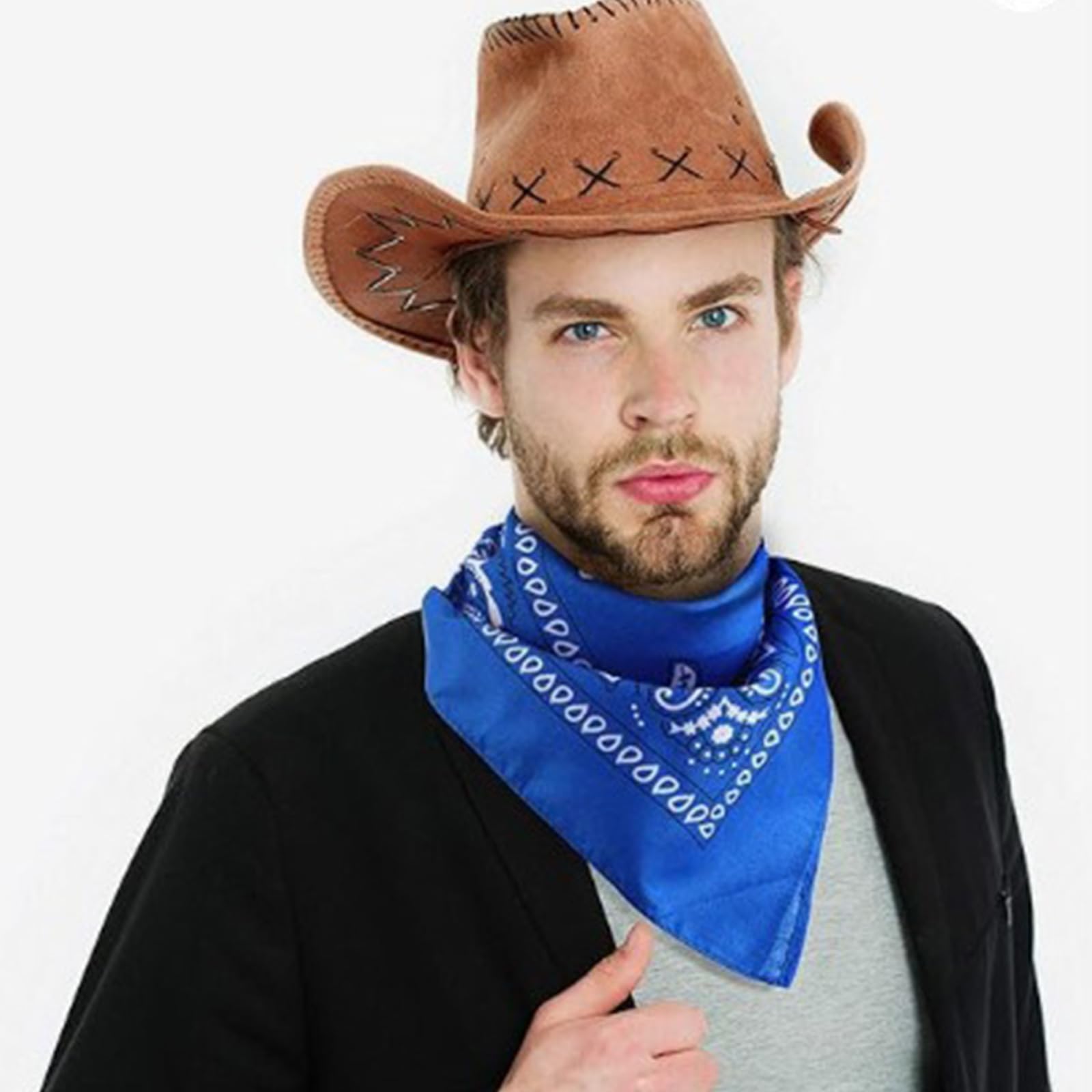 Lot de 12 chapeaux de cowboy occidentaux bandanas pour fête prénuptiale, chapeau de cowgirl foulard, costume pour adulte, accessoires de fête, chapeau de cowboy pour fête