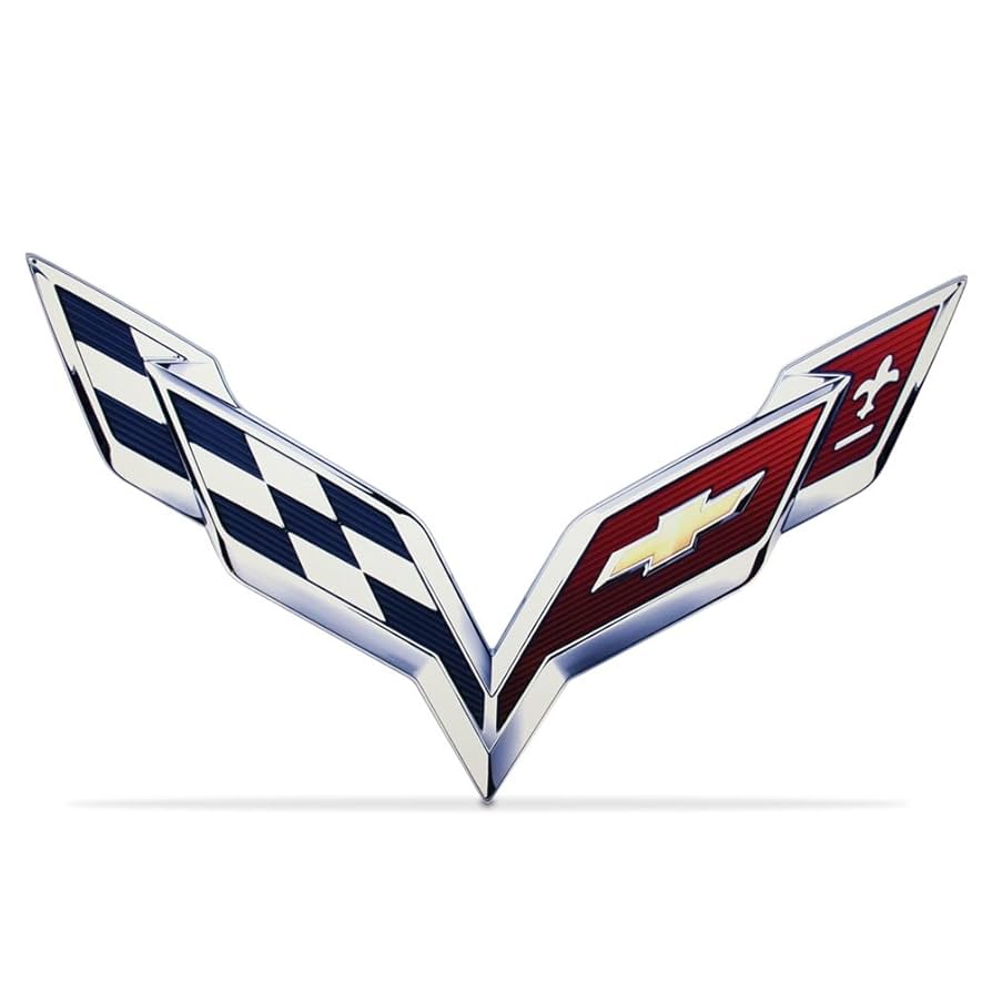 Amazon.com: C7 Corvette Crossed Flag Wall Emblem Large Metal