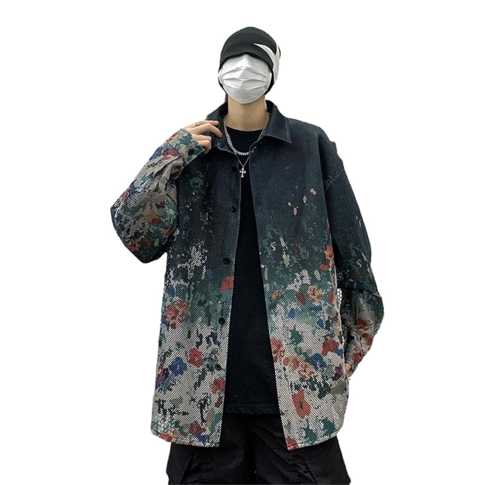 PILYON Spring Flower Jacket Men Retro Print Jackets Mens