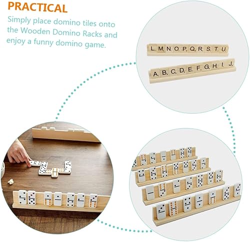 Miniatura 7 de ibasenice Bandejas de dominó organizadoras de mesa de tren, mini tarjetas de juego, soporte para tarjetas de escritorio, juguetes para niños,