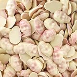 Cráneos de Chocolate Blanco Rellenos de Fresa – Tarro 300 Unidades (1 kg) – Golosinas Temáticas de Halloween