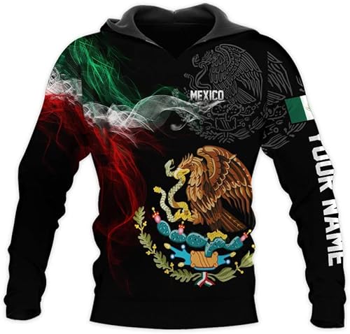 Sudadera con capucha mexicana personalizada 3D, sudaderas mexicanas personalizadas para hombres, sudadera con capucha mexicana unisex, sudaderas con