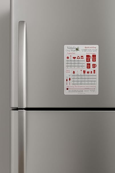 Vidalia Chop wizard Quick and Easy Kitchen Measurement & Conversion Chart - Durable Magnet