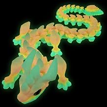 30in Large 3D Printed Glow in The Dark Articulated Dragons Toy with Eyes, Stress Relief 3D Printed Toys for Anxiety & ADHD,Unique Mystery Crystal Fidget AnimalColorful Luminous Rainbow
