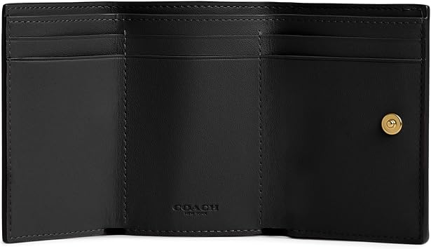 COACH Polished Pebble Leather Essential Mini Trifold Wallet Black One Size