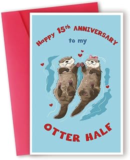 Happy 15th Anniversary Card Gift for Husband,Wife,Romantic Fifteenth Anniversary Card for Boyfriend or Girlfriend,Lovely Fifteen Year Wedding Anniversary Card for Women Men Him Her