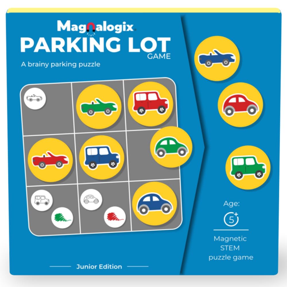 Mind Game Brain 5 Year Old Educational Toys, Gift for Boys Girls Age of 5 to 7 Years Old, Magnalogix Magnetic Games for Kids, Parking Lot Junior