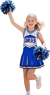 Cheerleader Costume for Girls Cheerleading Outfit with Pom Poms Halloween Dress Up Party - Buy now
