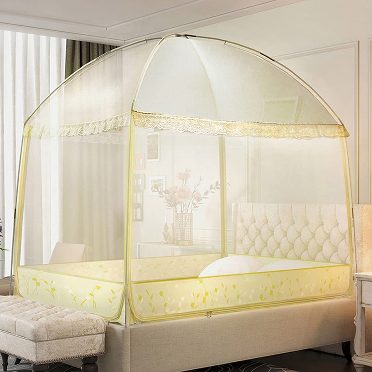 Moustiquaire pliable lit yourte autoportante contre les piqûres
