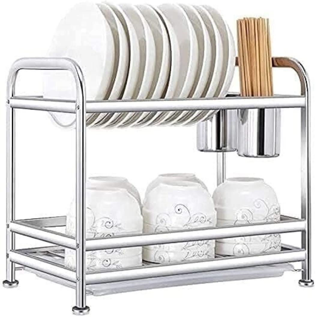 Escurreplatos Escurridor De Platos Acero Inoxidable, Cocina, Organizador con Soporte para Utensilios Organización Cocina(B)
