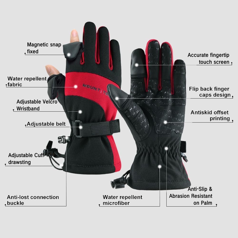 Men's Flexible Ideal for Ice Fishing,Photography,Hunting Gloves with 3M Thinsulate Waterproof Windproof Touchscreen Gloves - Image 4