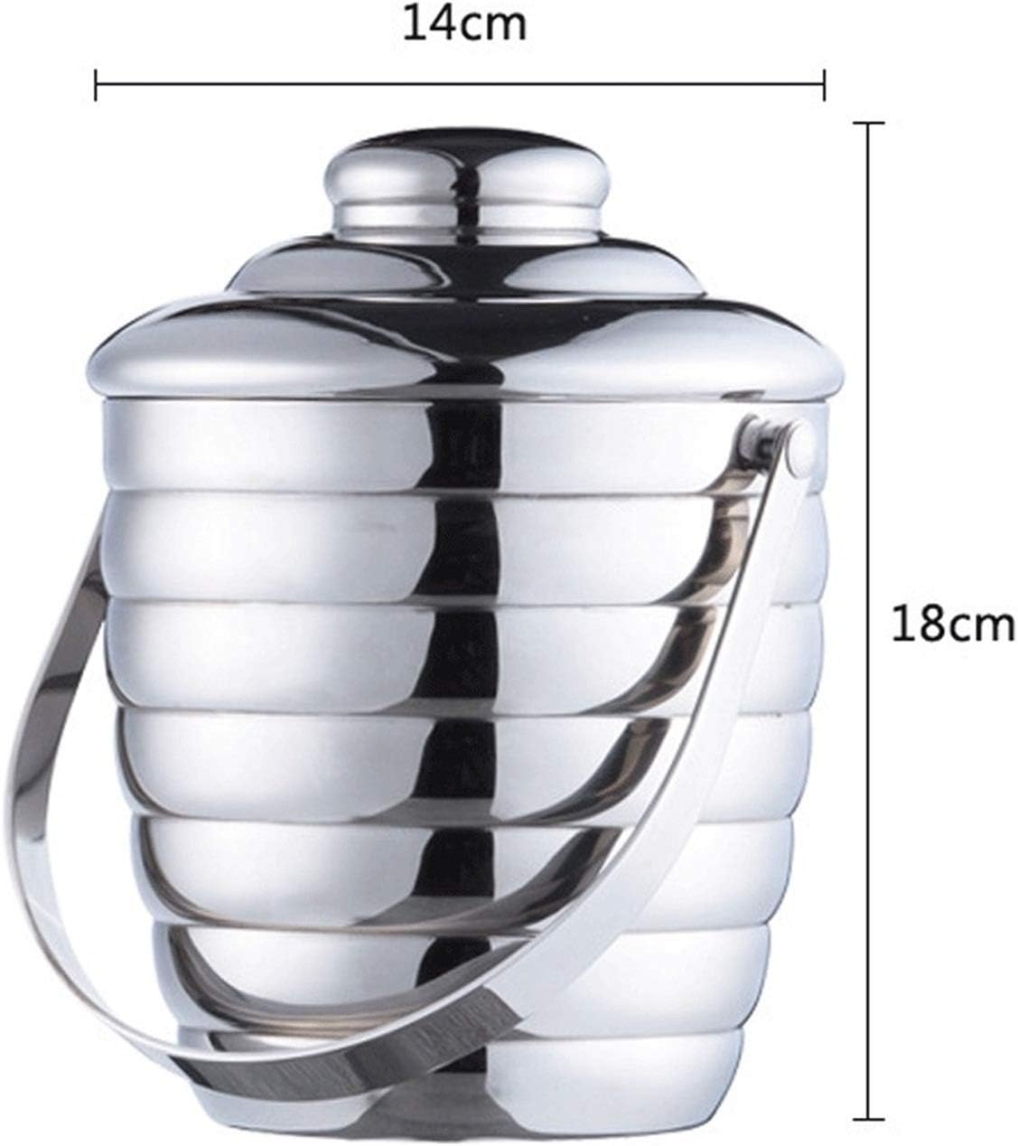 Thickened Stainless Steel Threaded Ice Bucket Insulated Stainless Steel Double Wall Ice Bucket with Lid with Stainless Steel Ice Tong