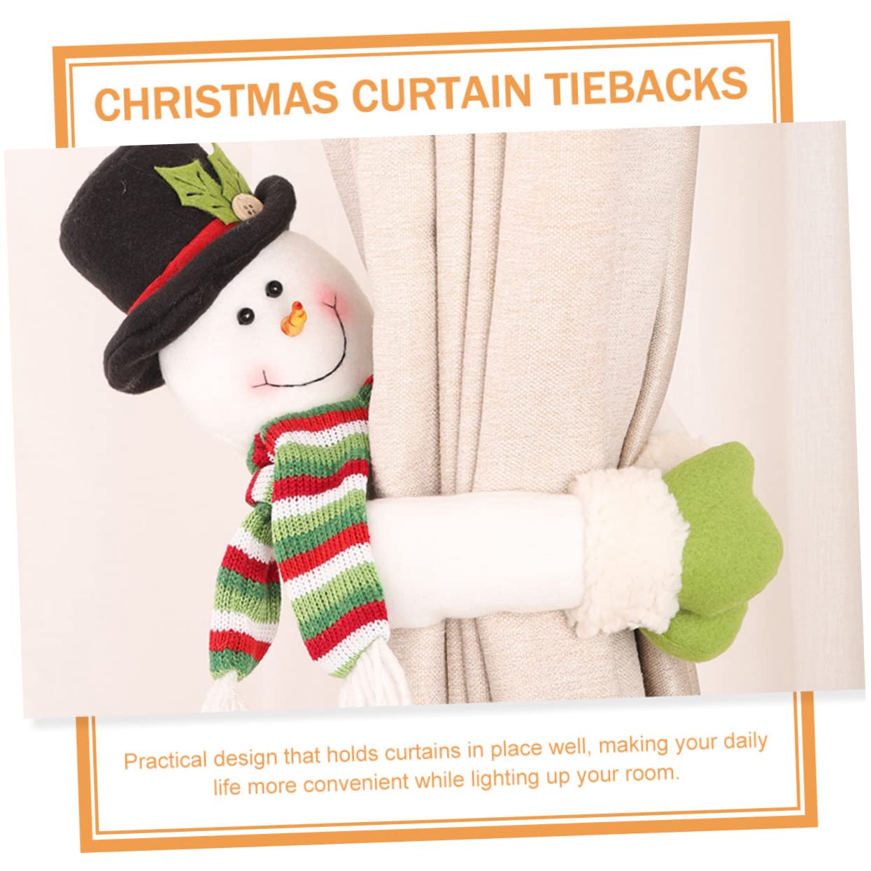 RORPOIR 2pcs Christmas Curtain Tiebacks Snowman Elk Design Holdbacks for Holiday Decorations Cute Curtain Buckles for Home Decor for Christmas