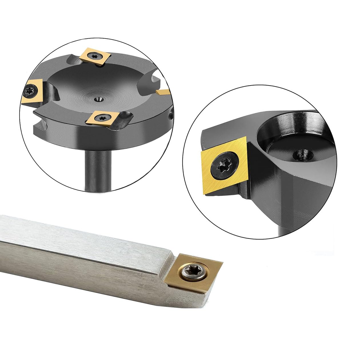 12mm Titanium Coated Squre Tungsten Carbide Inserts Replacement for CNC Spoilboard Flattening Surfacing Router Bit, 12x12x2.2mm-35°,Fit Spiral Flush Trim Router Bit,Helical Planer Cutter Head
