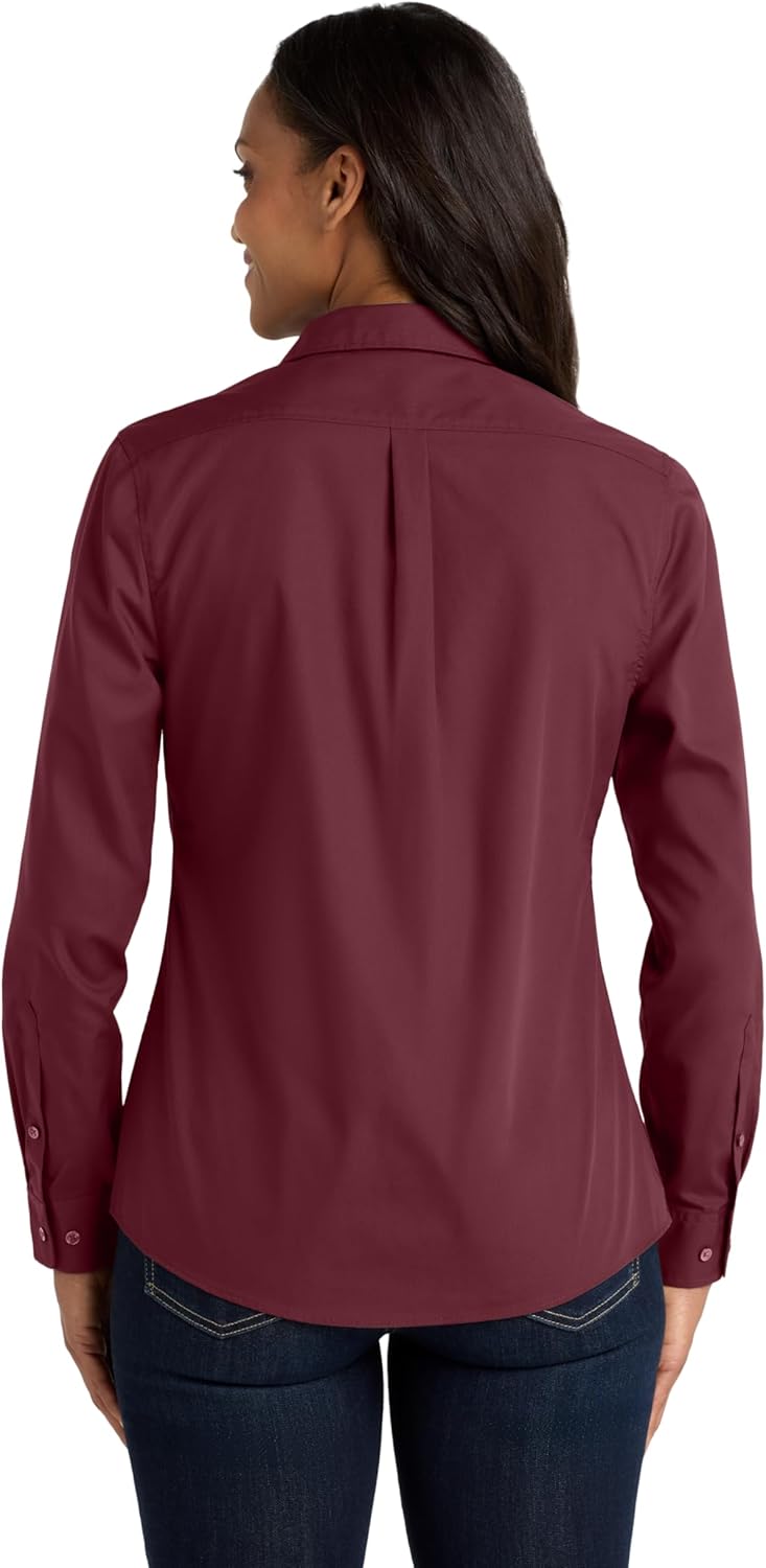 Port Authority Women's Long Sleeve Carefree Poplin Button-Down Shirt - Image 3