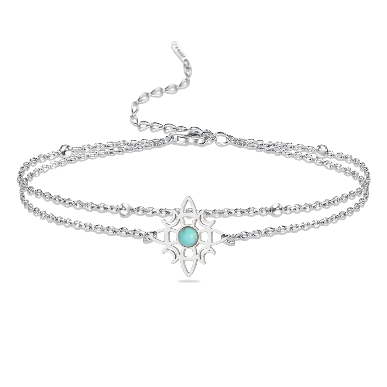 VASSAGO Hexen Knoten Armband Edelstahl magisches Knoten Armband Geschichtetes keltisches Knoten Charme Armband für Frauen Wiccan-Symbol Schmuck