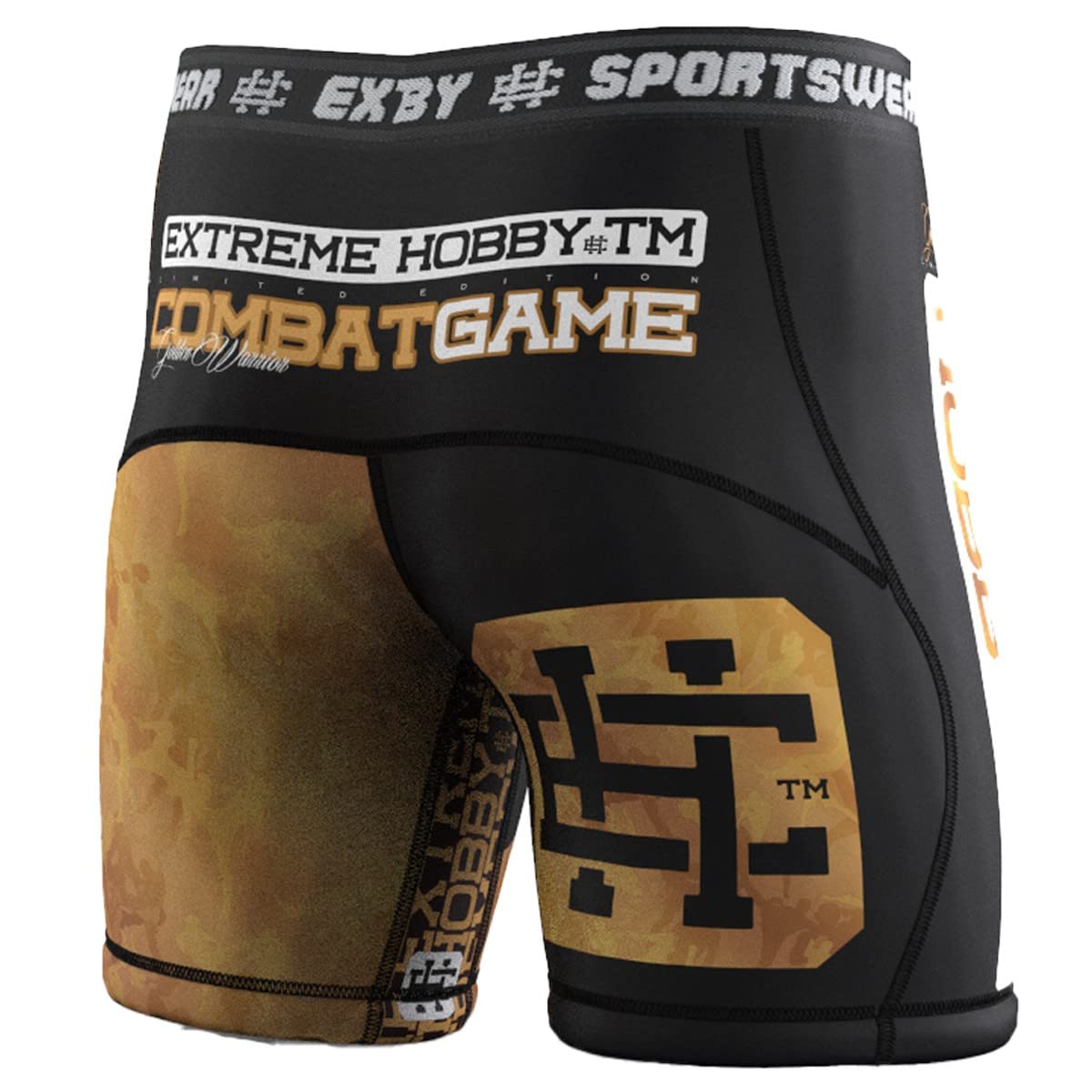 Spodenki Męskie Kompresyjne Vale Tudo MMA, Sztuki Walki Golden Warrior Kolor: czarny