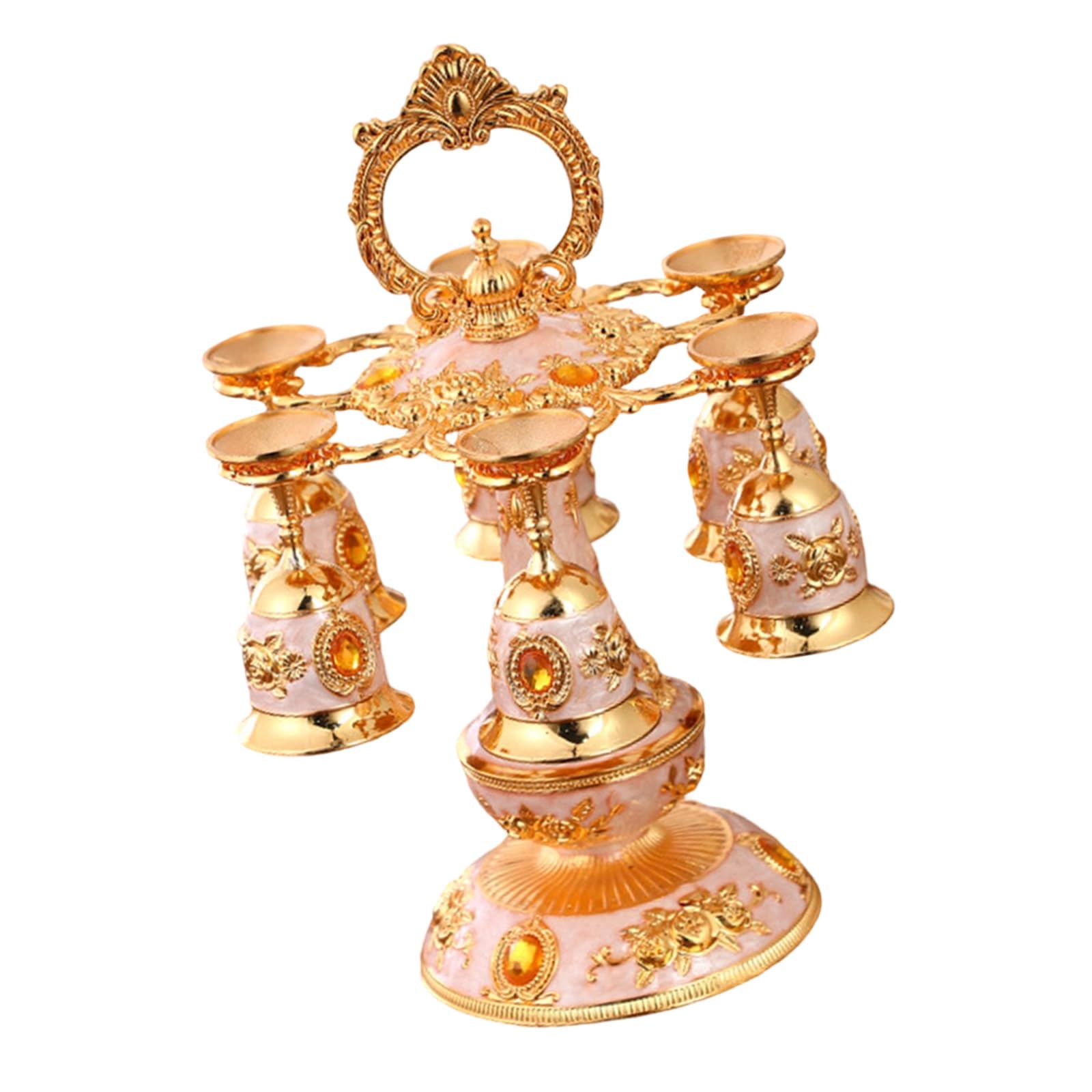 Shntig Sophisticated Wine Pourer and Cup Collection Wine Goblet with Artistic Detailing Beverage Container Metal Mixture Barwares Set