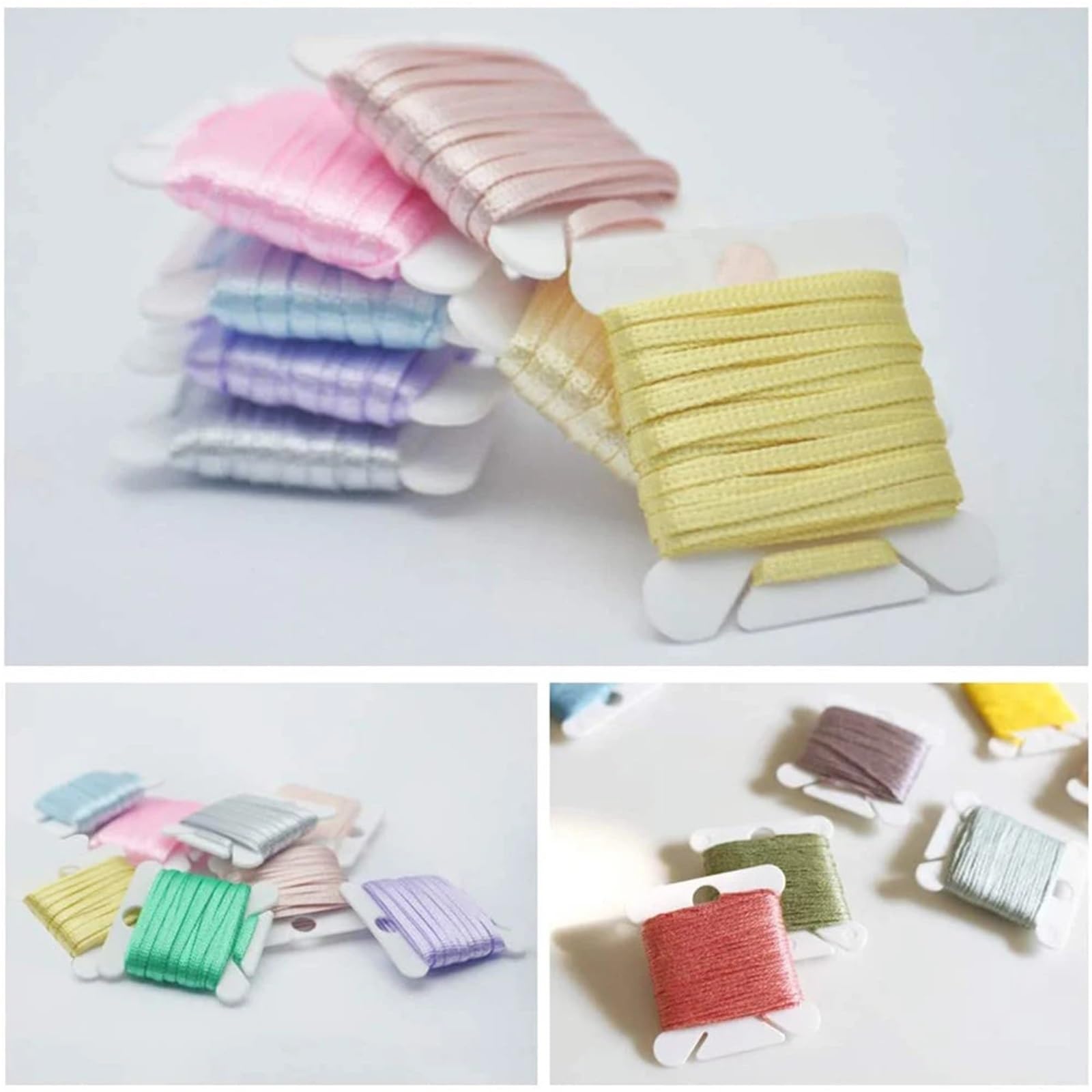 Obrót maszyny do szycia, Plastikowe szpulki nici dentystycznej 500 szt. Wielokolorowy haft Cross Stitch Nici Craft Organizer(Roze)