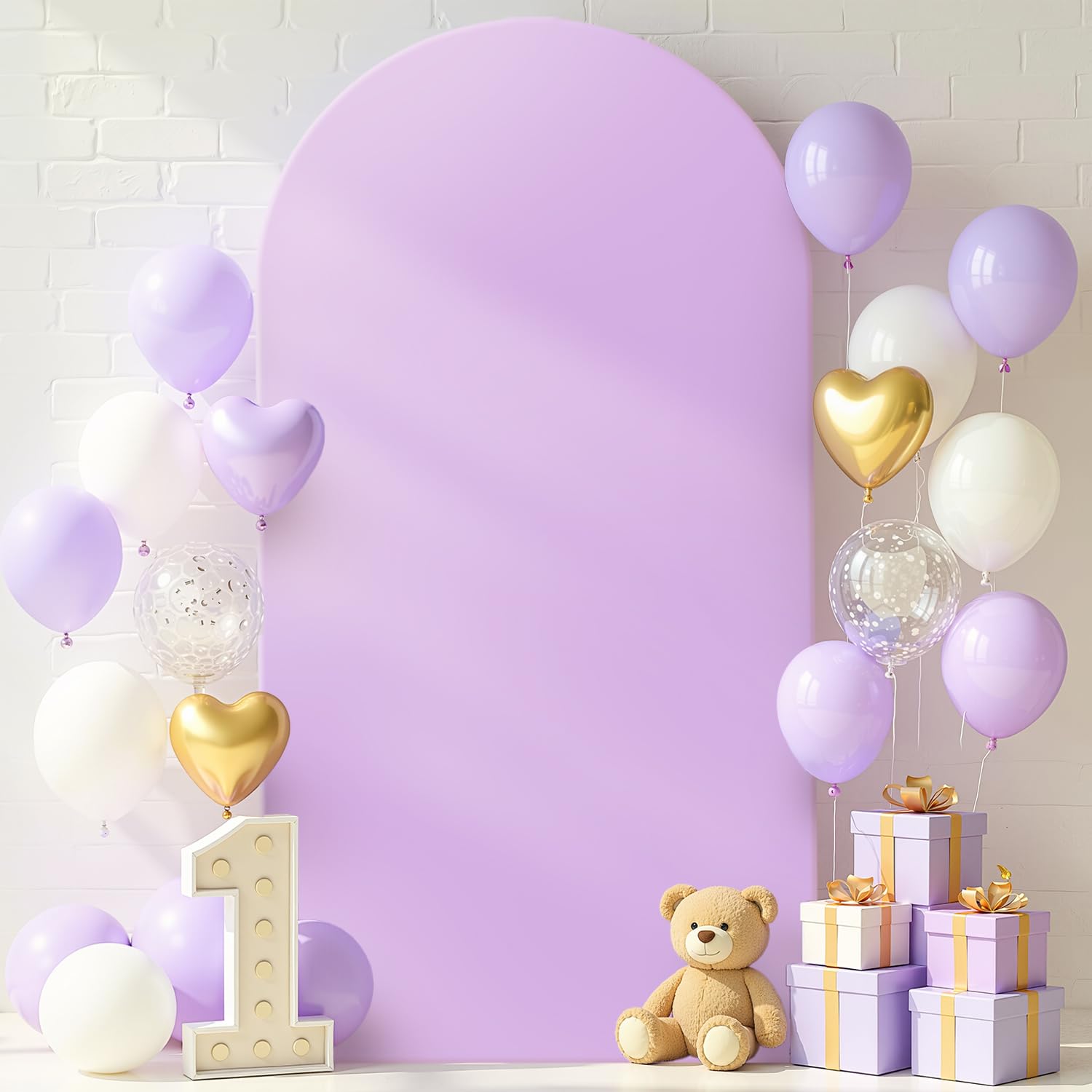 Spandex Fitted Arch Cover Backdrop Fabric Lavender Chiara Arched Cover 2.6x6FT Round Top Wedding Arch Covers 2-Sided Backdrop Covers for Arch Stand