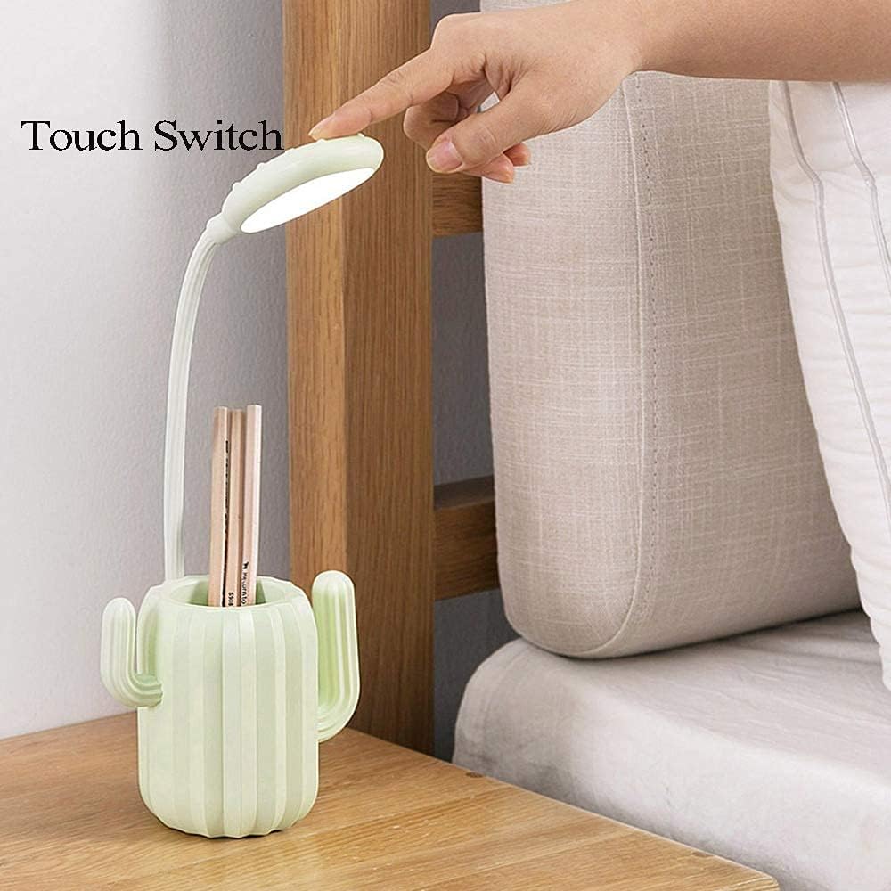 Modern Eye Protection lamp,LED Desk Lamp with Pen Holder,USB Rechargeable Night Light Flexible Gooseneck Bedside Lamp Dimmable with Touch-Sensitive Switch