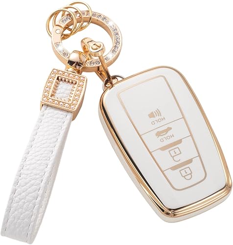Funda para llavero Toyota con cordón de cuero, funda compatible con Toyota 2018-2022 Camry RAV4 Highlander Avalon C-HR Prius Corolla GT86 Smart Key disponible en Yaxa Peru