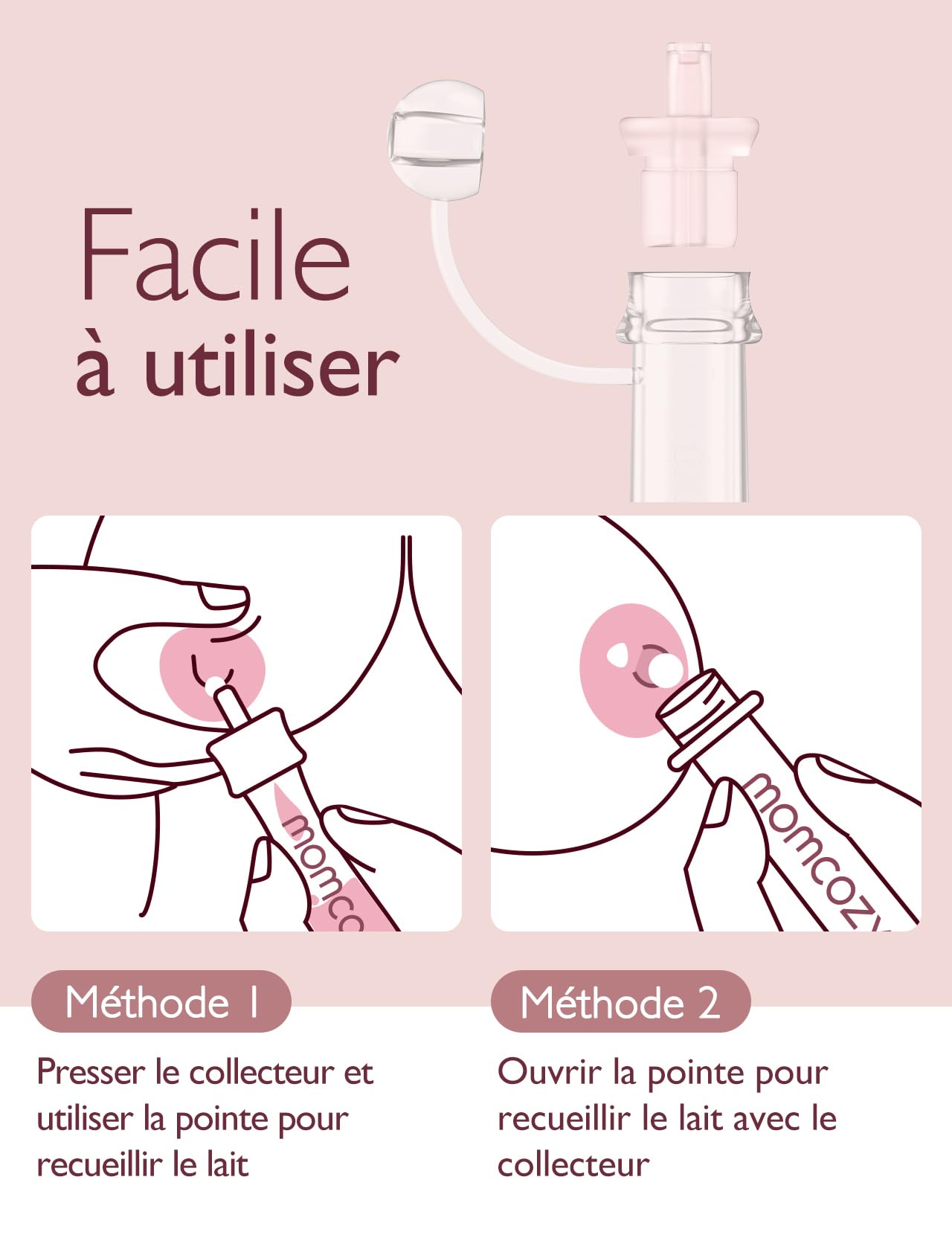 Momcozy Collecteur de Colostrum & Lait Maternel Réutilisable - Kit 6 Récipients Portables 5ml Sans BPA avec Étui et Lingettes Coton | Conservation Hygiénique Allaitement